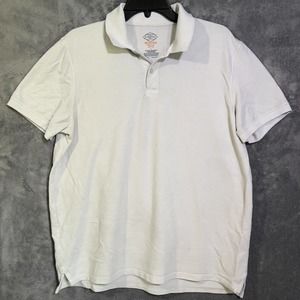 St Johns Bay Performance Gray Comfort Flex Easy Care Polo Rugby Shirt Mens Large